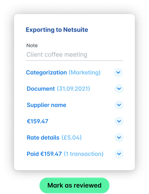 Direct Netsuite integration for easy accounting exports. 